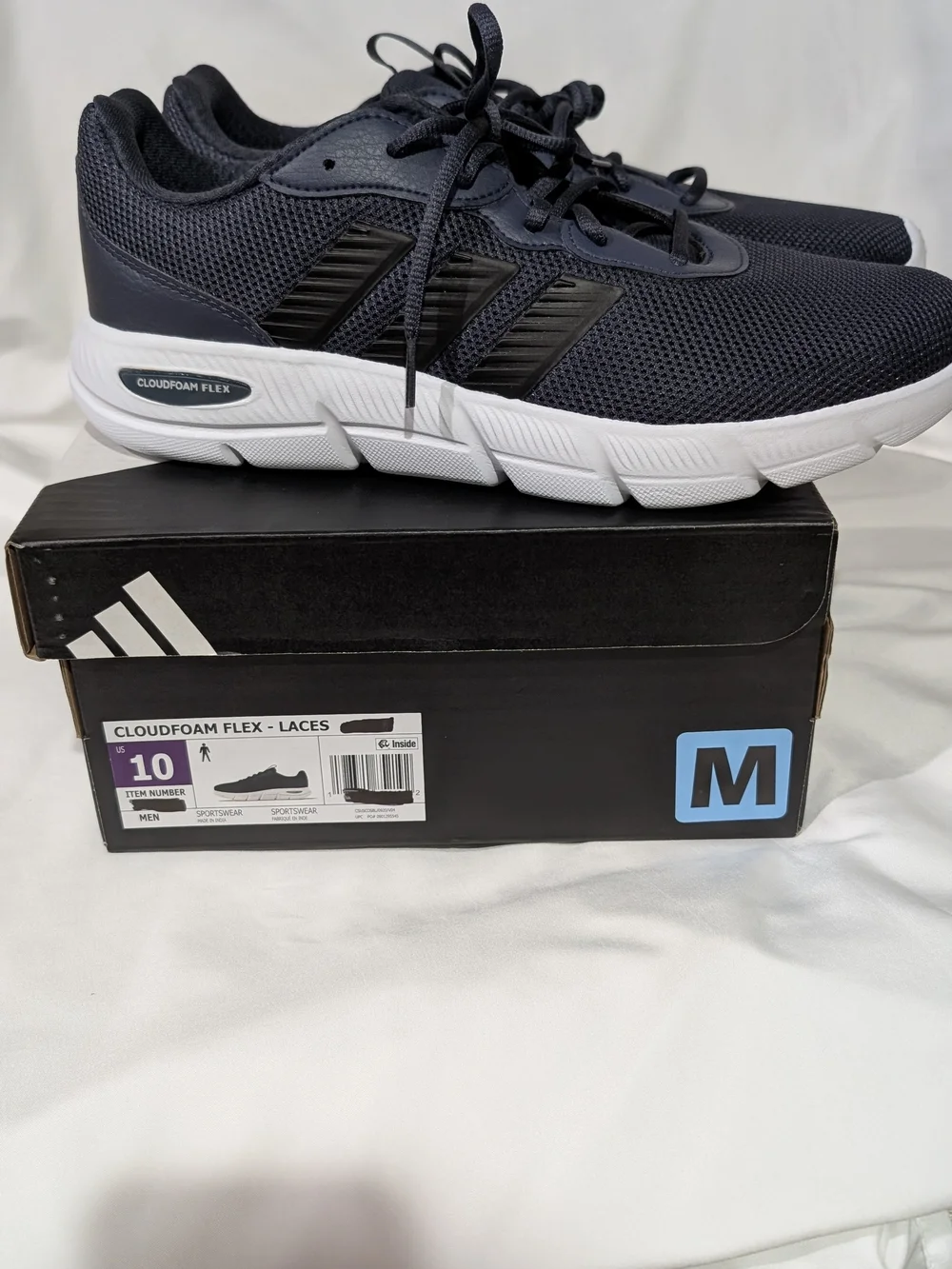 Adidas Men's Cloudfoam Flex Lace-Up Sneakers - Navy/Black
